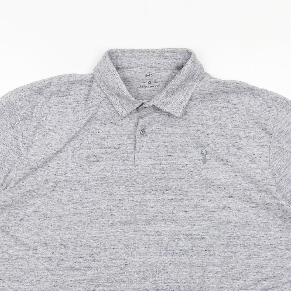 NEXT Mens Grey Cotton Polo Size XL Collared Button