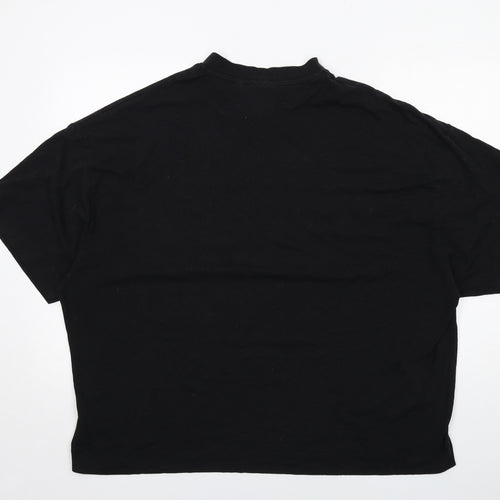 COLLUSION Womens Black Cotton Basic T-Shirt Size XL Round Neck - Skull