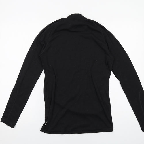 DECATHLON Mens Black Polyester Basic T-Shirt Size S Mock Neck Pullover