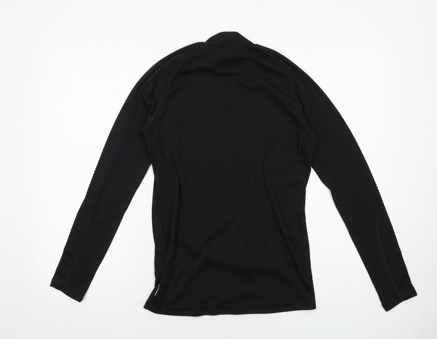 DECATHLON Mens Black Polyester Basic T-Shirt Size S Mock Neck Pullover