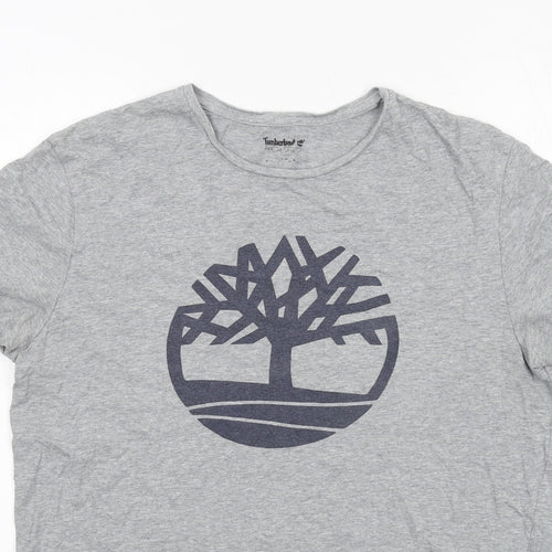 Timberland Mens Grey Cotton T-Shirt Size M Round Neck