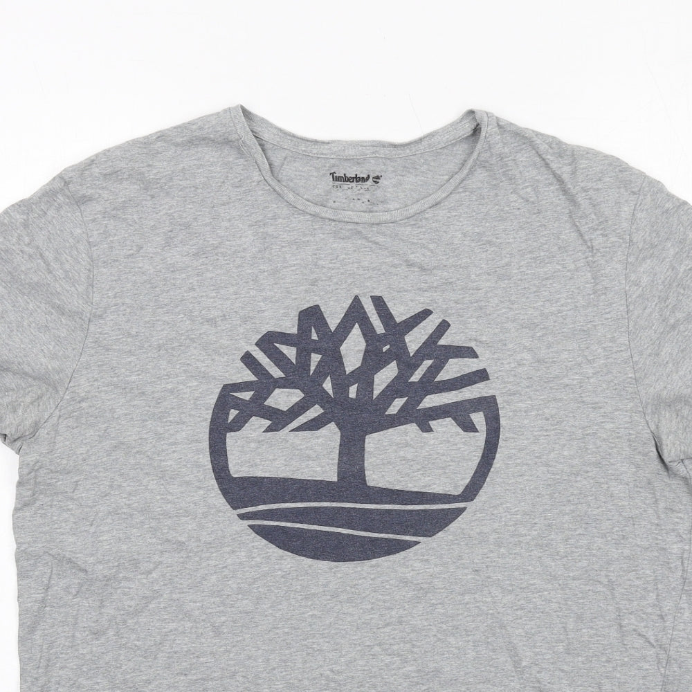 Timberland Mens Grey Cotton T-Shirt Size M Round Neck