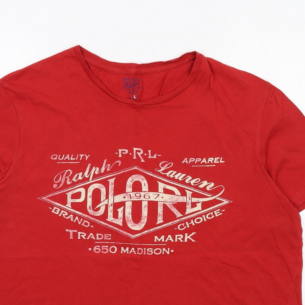 Polo Ralph Lauren Mens Red Cotton T-Shirt Size L Round Neck