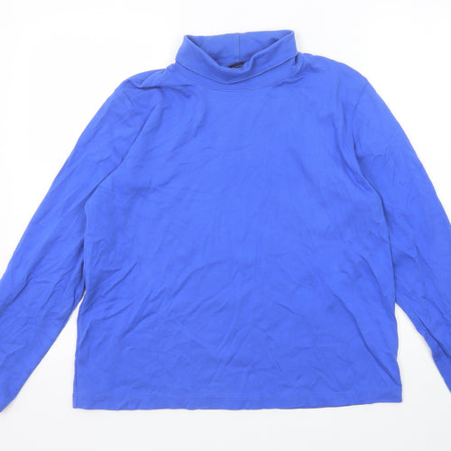Lands' End Womens Blue Cotton Basic T-Shirt Size 14 Round Neck - Size 14-16