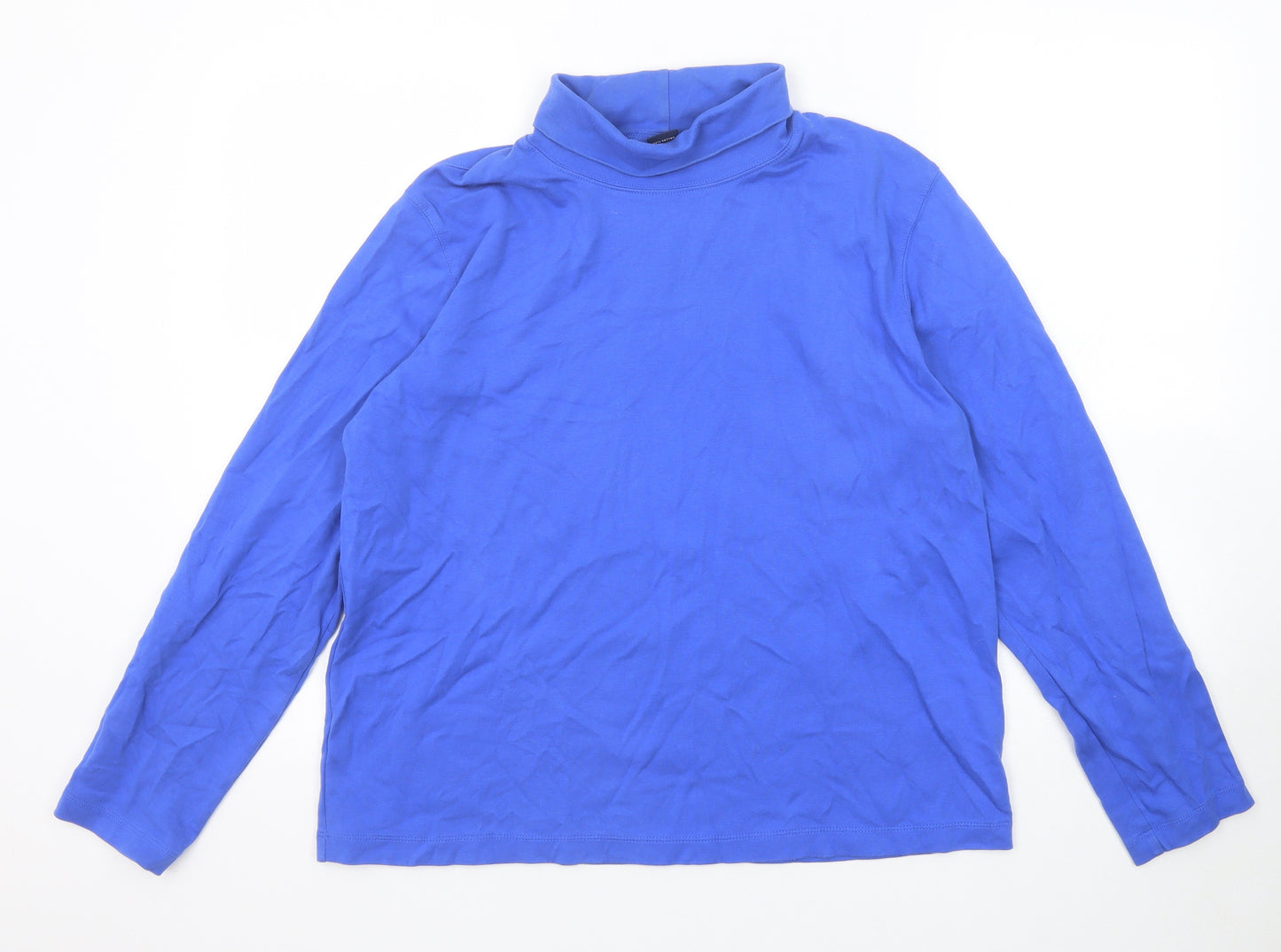 Lands' End Womens Blue Cotton Basic T-Shirt Size 14 Round Neck - Size 14-16