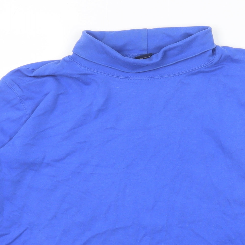 Lands' End Womens Blue Cotton Basic T-Shirt Size 14 Round Neck - Size 14-16