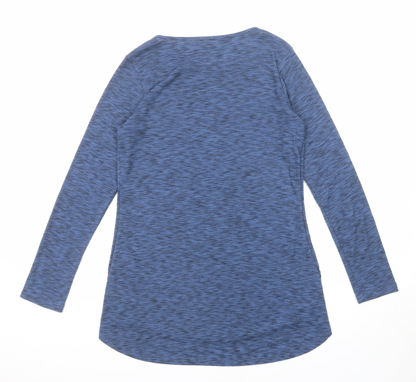 Lisa Rinna Womens Blue Polyester Basic T-Shirt Size XS Boat Neck - Marled