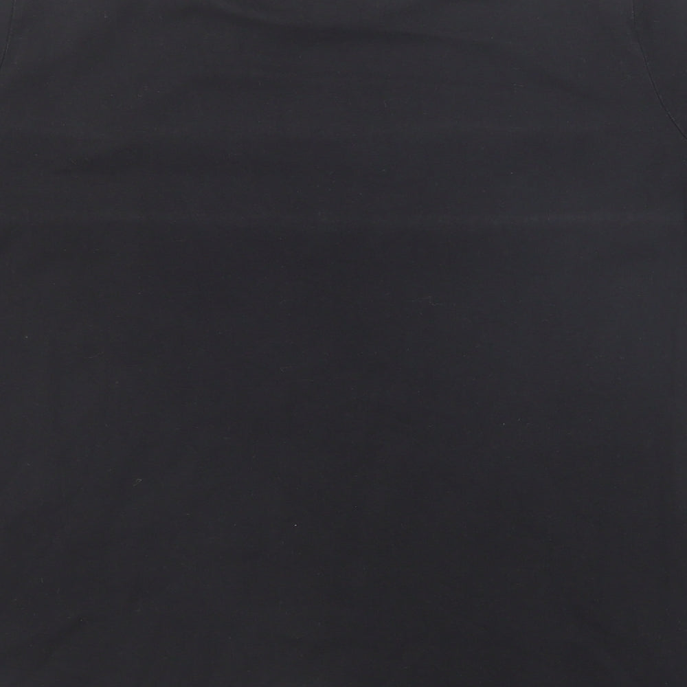 Very Womens Black Animal Print Cotton Basic T-Shirt Size 14 Crew Neck