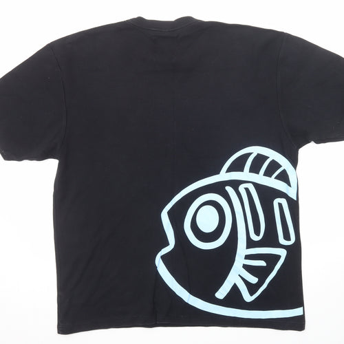 Gm Tee Mens Black Cotton T-Shirt Size 2XL Round Neck