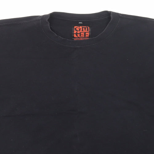 Gm Tee Mens Black Cotton T-Shirt Size 2XL Round Neck