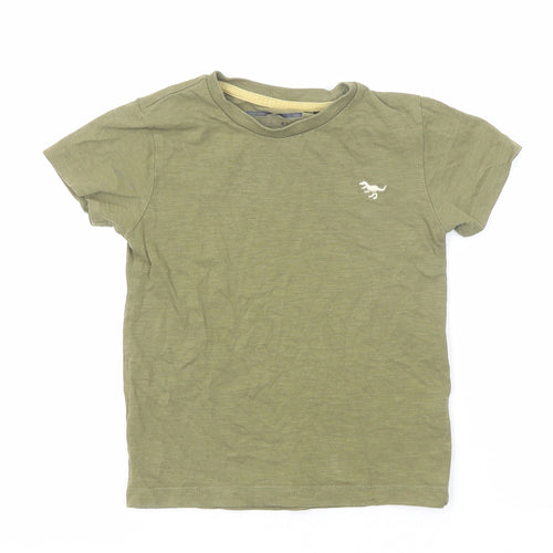 NEXT Boys Green Cotton Basic T-Shirt Size 2-3 Years Round Neck Pullover - Dinosaur