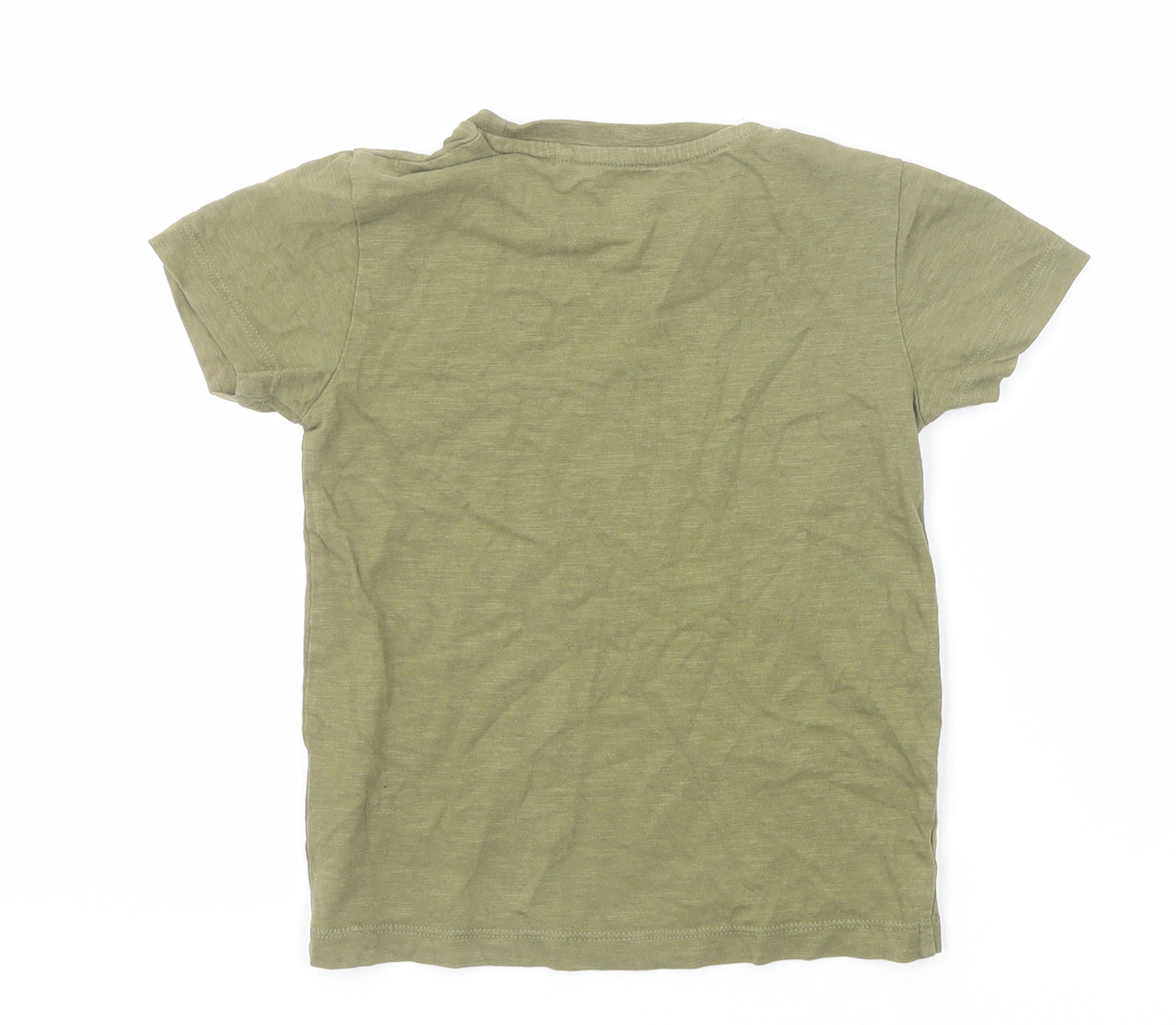 NEXT Boys Green Cotton Basic T-Shirt Size 2-3 Years Round Neck Pullover - Dinosaur