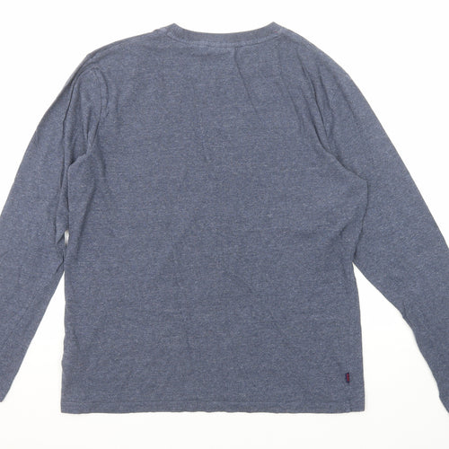Superdry Mens Blue Cotton T-Shirt Size L Round Neck
