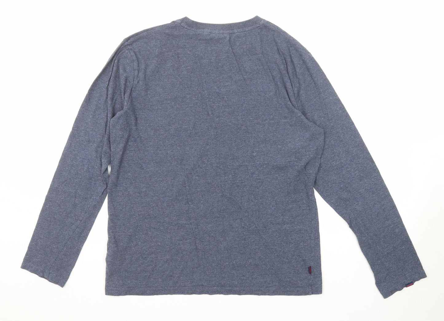 Superdry Mens Blue Cotton T-Shirt Size L Round Neck