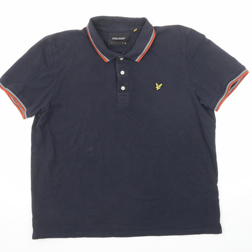 Lyle & Scott Mens Blue Cotton Polo Size 2XL Collared Button