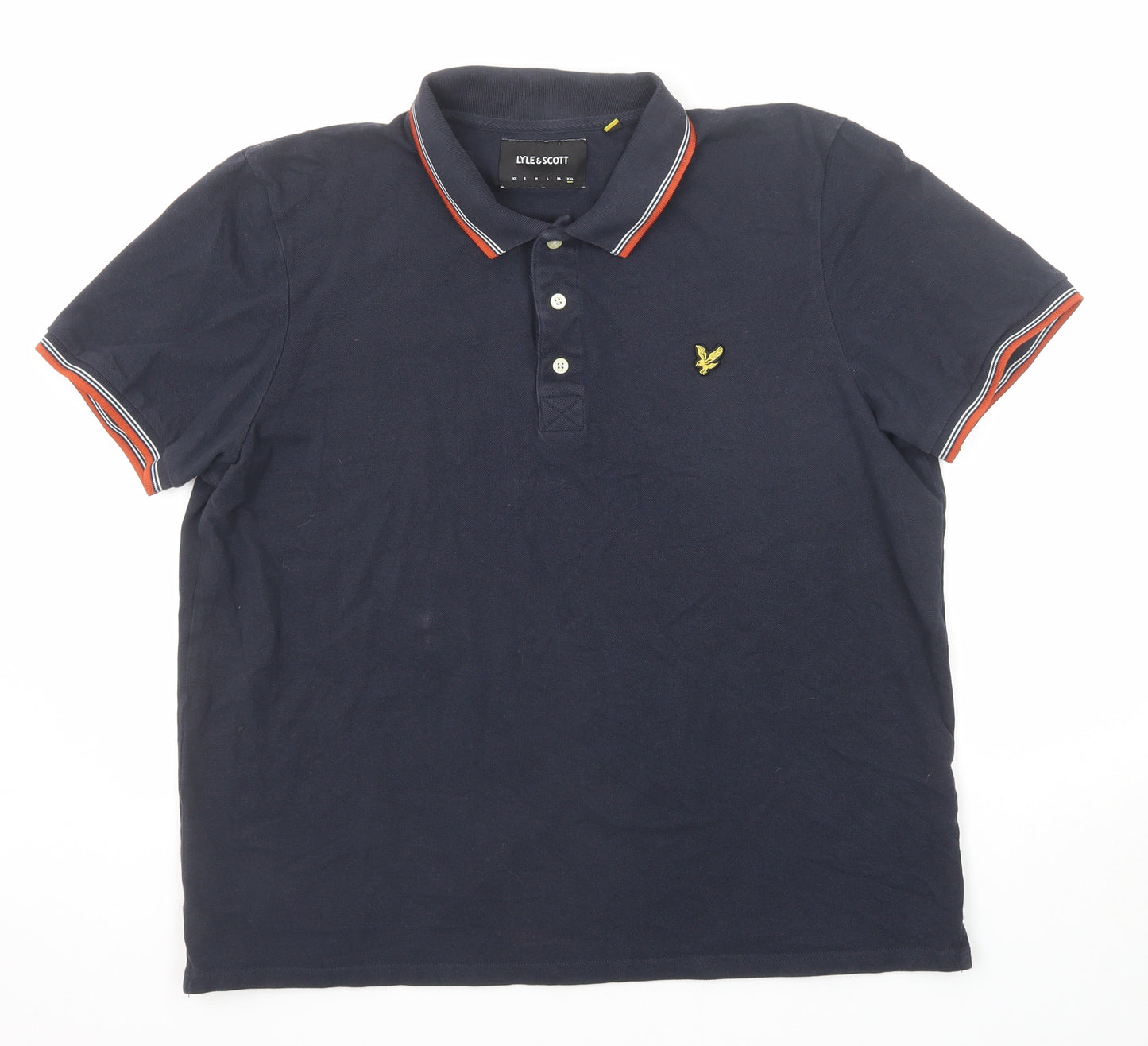 Lyle & Scott Mens Blue Cotton Polo Size 2XL Collared Button