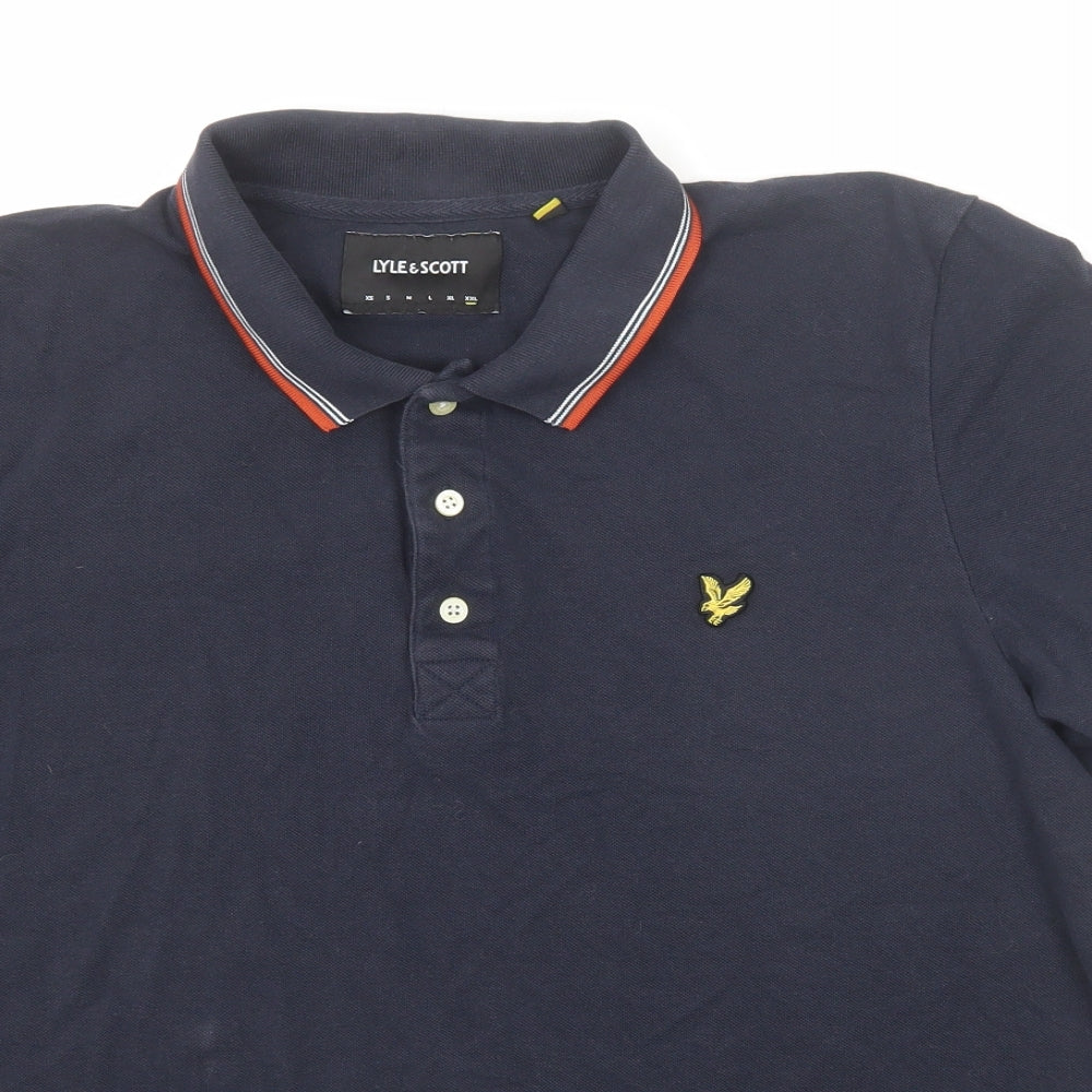 Lyle & Scott Mens Blue Cotton Polo Size 2XL Collared Button