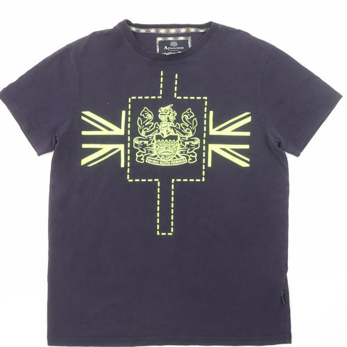Aquascutum Mens Blue Cotton T-Shirt Size S Round Neck