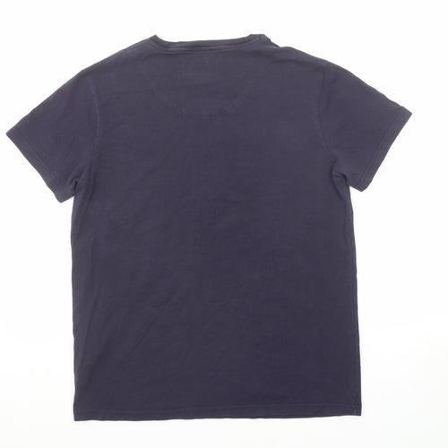 Aquascutum Mens Blue Cotton T-Shirt Size S Round Neck