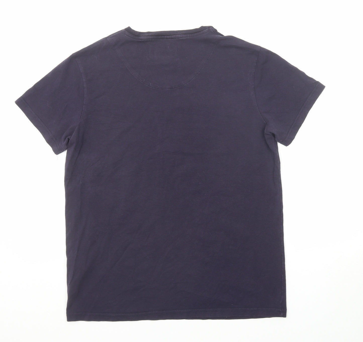 Aquascutum Mens Blue Cotton T-Shirt Size S Round Neck
