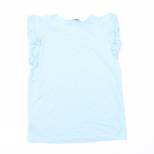 New Look Womens Blue Cotton Basic T-Shirt Size 10 Round Neck