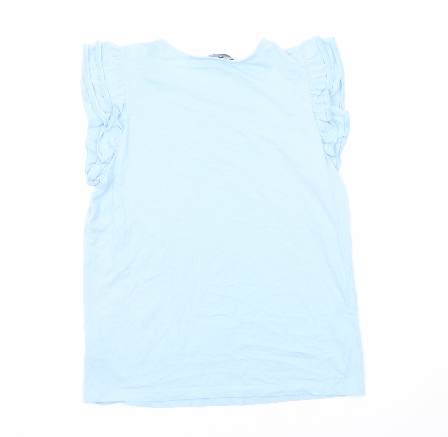 New Look Womens Blue Cotton Basic T-Shirt Size 10 Round Neck