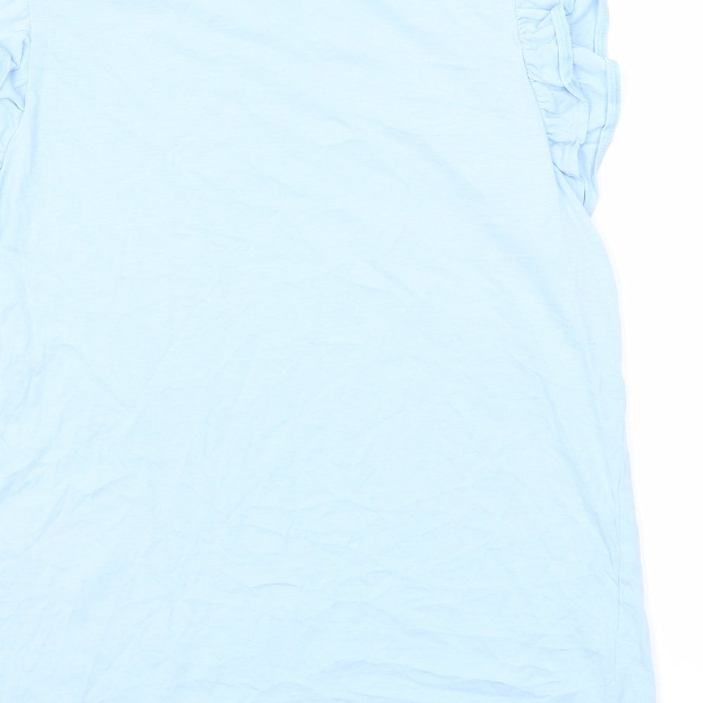 New Look Womens Blue Cotton Basic T-Shirt Size 10 Round Neck