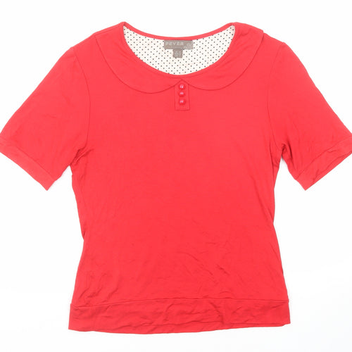Fever Womens Red Polyester Basic Blouse Size 10 Collared