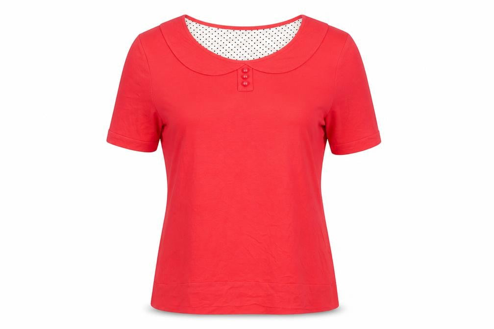 Fever Womens Red Polyester Basic Blouse Size 10 Collared