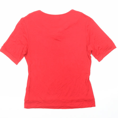 Fever Womens Red Polyester Basic Blouse Size 10 Collared