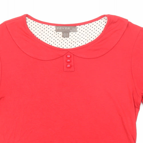 Fever Womens Red Polyester Basic Blouse Size 10 Collared