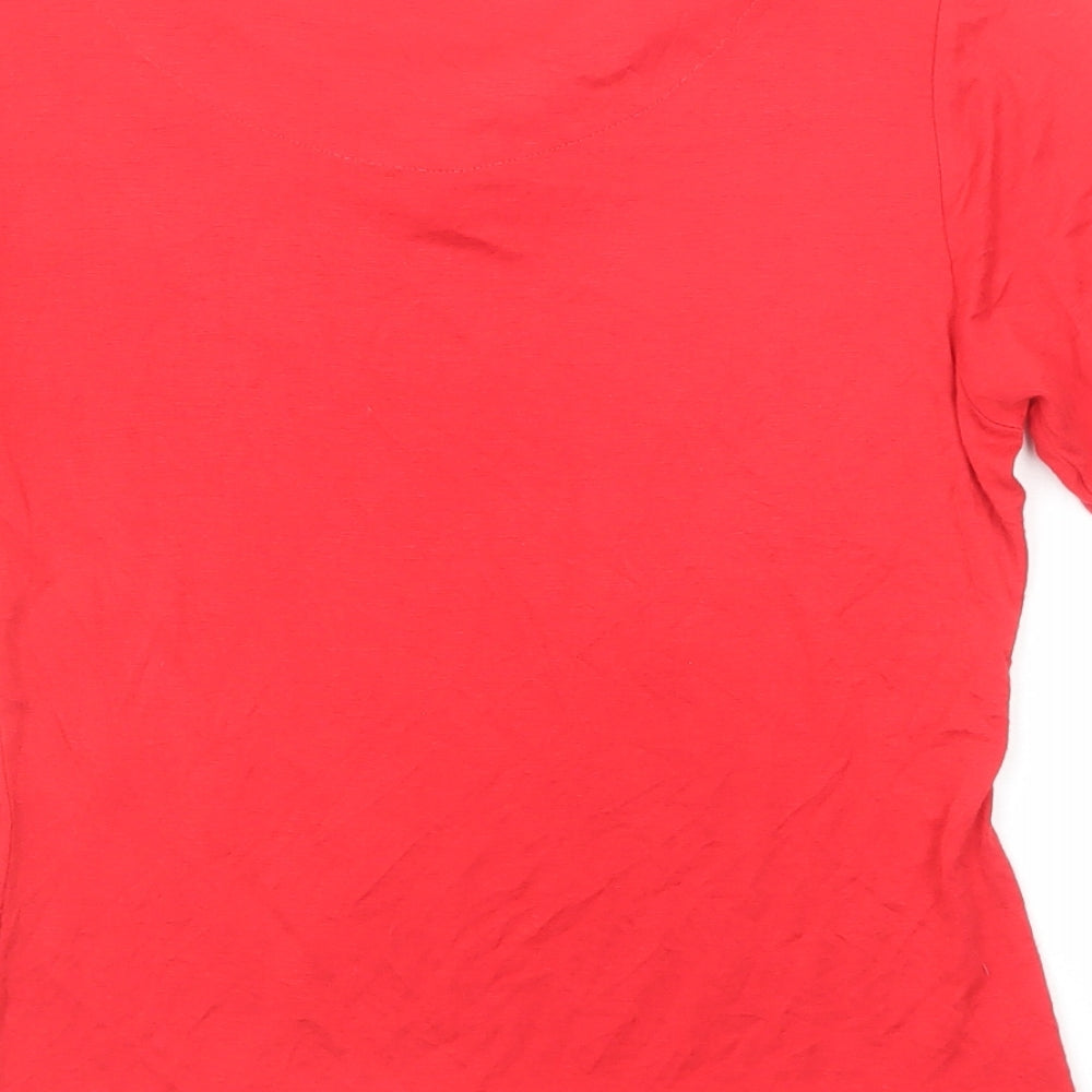 Fever Womens Red Polyester Basic Blouse Size 10 Collared
