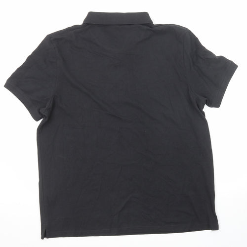 Lyle & Scott Mens Black Cotton Polo Size 2XL Collared Button