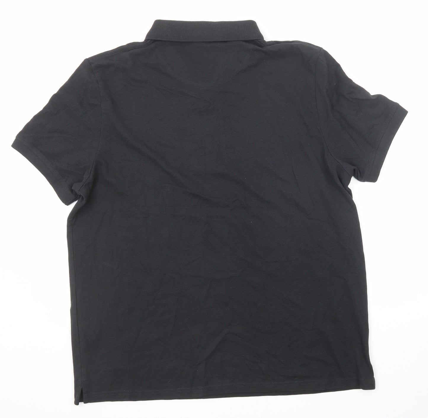 Lyle & Scott Mens Black Cotton Polo Size 2XL Collared Button