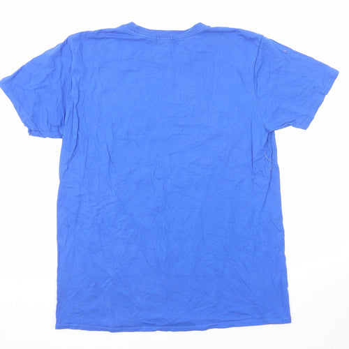 Nasty Gal Womens Blue Polyester Basic T-Shirt Size M Crew Neck - Flower Power