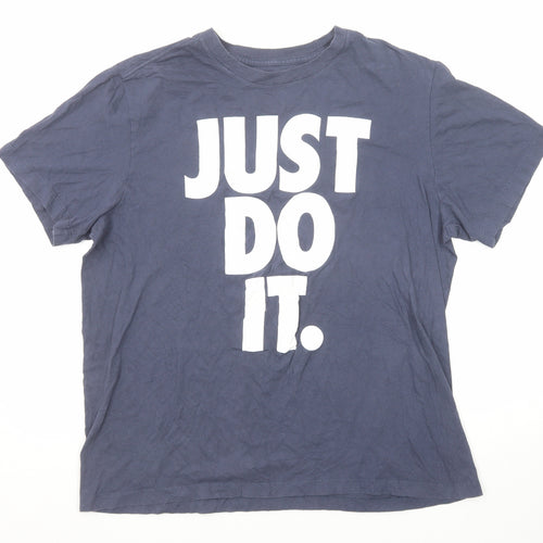 Nike Mens Blue Polyester T-Shirt Size L Round Neck - Just Do It