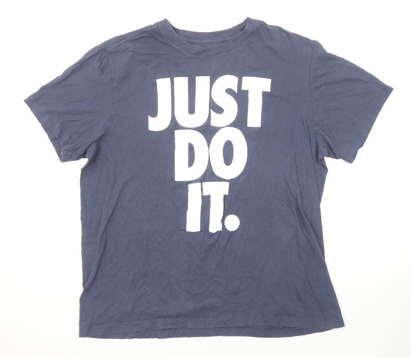 Nike Mens Blue Polyester T-Shirt Size L Round Neck - Just Do It