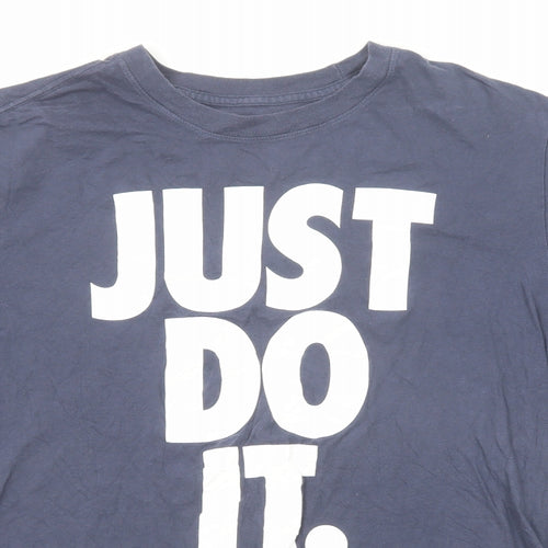 Nike Mens Blue Polyester T-Shirt Size L Round Neck - Just Do It