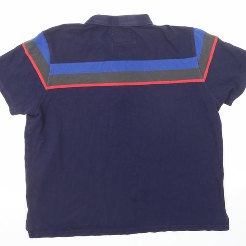 Bewley & Ritch Mens Blue Colourblock Cotton Polo Size 2XL Collared Button