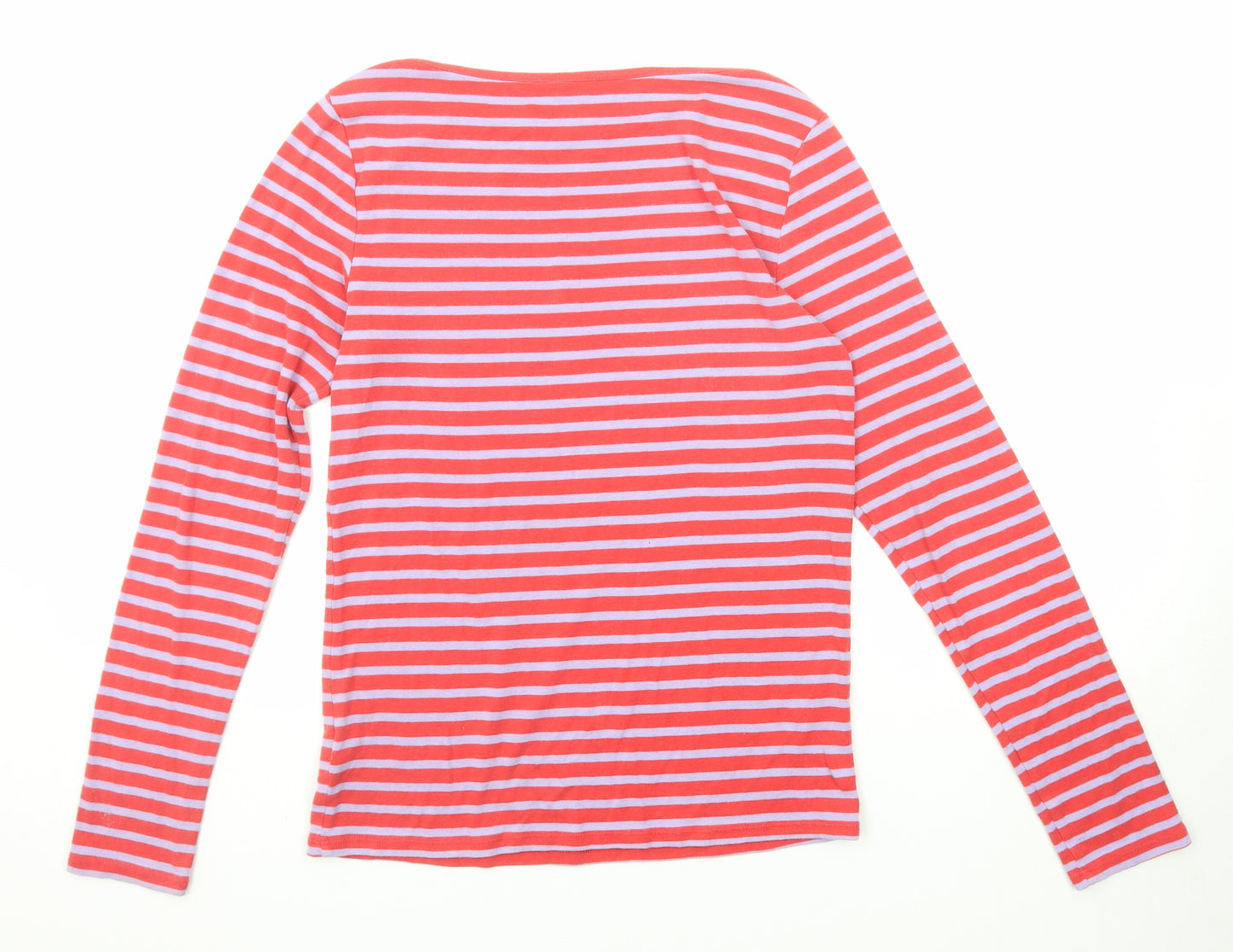 Gap Womens Red Striped Cotton Basic T-Shirt Size M Boat Neck