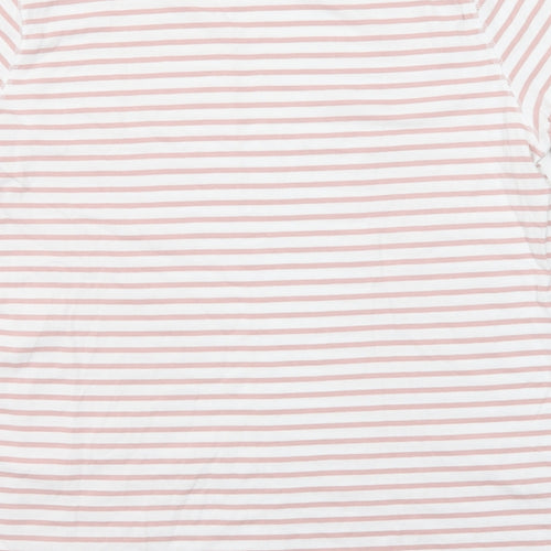H&M Womens White Striped Cotton Basic T-Shirt Size M Crew Neck