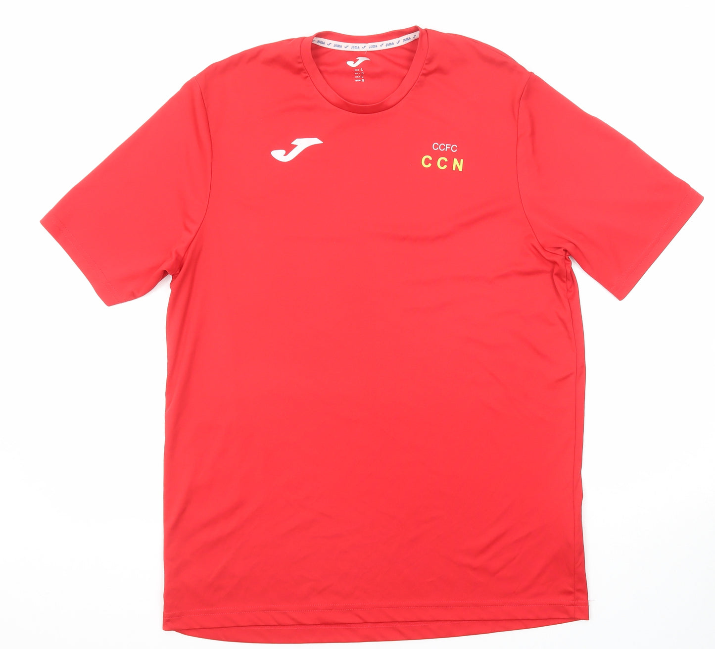 Joma Mens Red Polyester Basic T-Shirt Size L Crew Neck Pullover