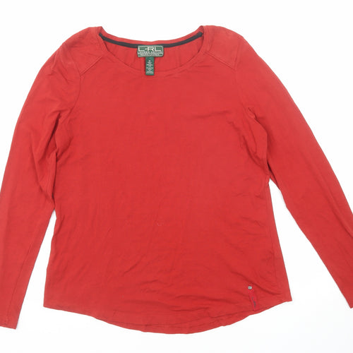 Lauren Active Womens Red Cotton Basic T-Shirt Size M Boat Neck
