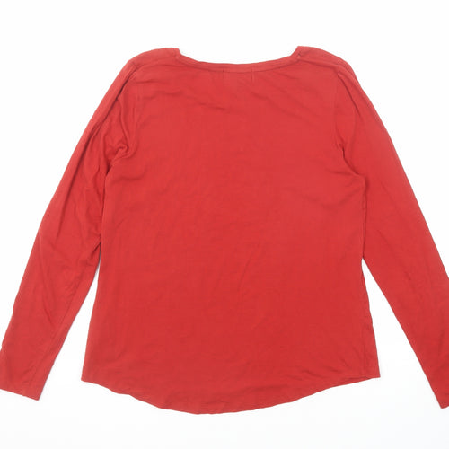 Lauren Active Womens Red Cotton Basic T-Shirt Size M Boat Neck