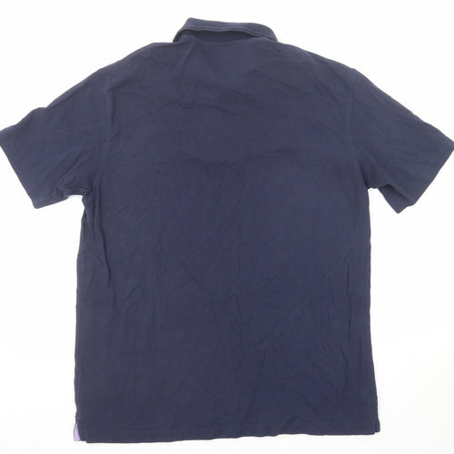 Cotton Traders Mens Blue Cotton Polo Size M Collared Button