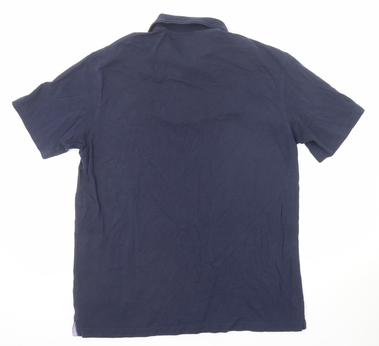 Cotton Traders Mens Blue Cotton Polo Size M Collared Button