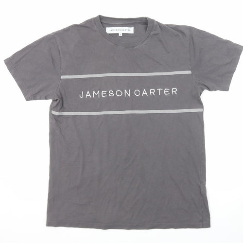 Jameson Carter Mens Grey Cotton T-Shirt Size S Round Neck
