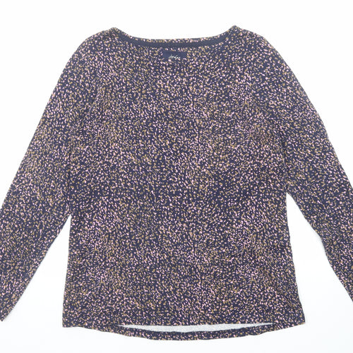 Joules Womens Blue Animal Print Cotton Basic T-Shirt Size 10 Boat Neck