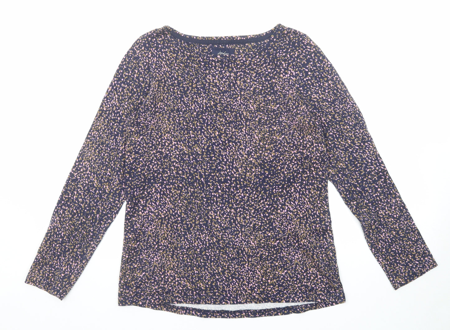 Joules Womens Blue Animal Print Cotton Basic T-Shirt Size 10 Boat Neck