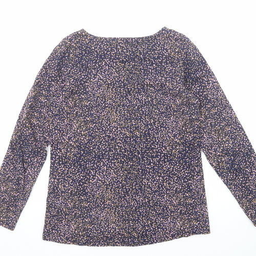 Joules Womens Blue Animal Print Cotton Basic T-Shirt Size 10 Boat Neck